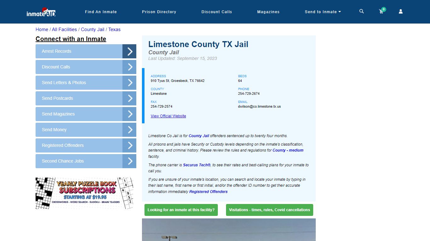 Limestone County TX Jail - Inmate Locator - Groesbeck, TX
