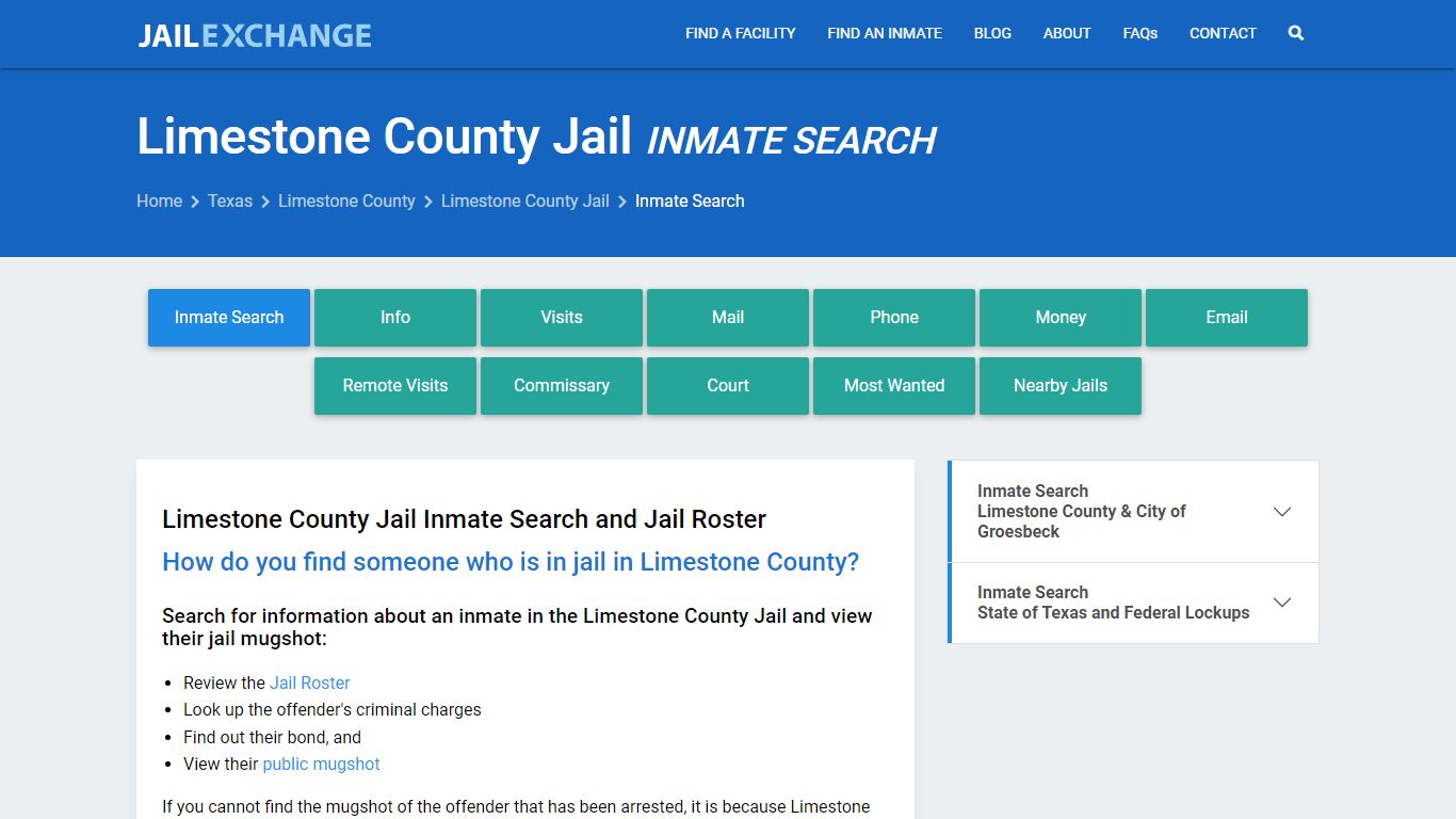 Inmate Search: Roster & Mugshots - Limestone County Jail, TX